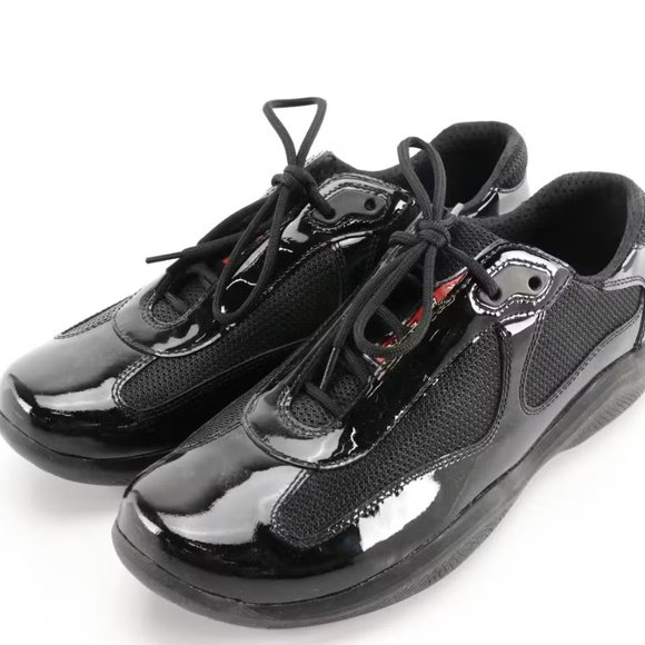 PRADA America's Cup Black Patent Leather Sneakers in Box - Picture 1 of 6